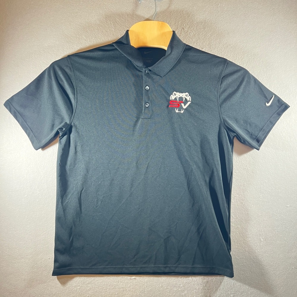 735 | Nike SV Snake Logo Performance Golf Polo‎ Shirt Black Mens Large